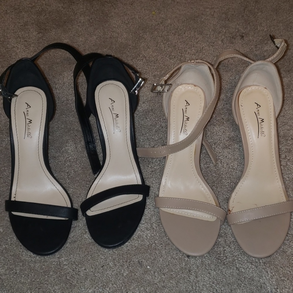 Size 8 and 7 1/2 black and nude heels